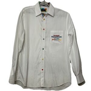 Paul & Shark Yachting Italy Button Down Long Sleeve Shirt Rainbow Flip Cuff 42